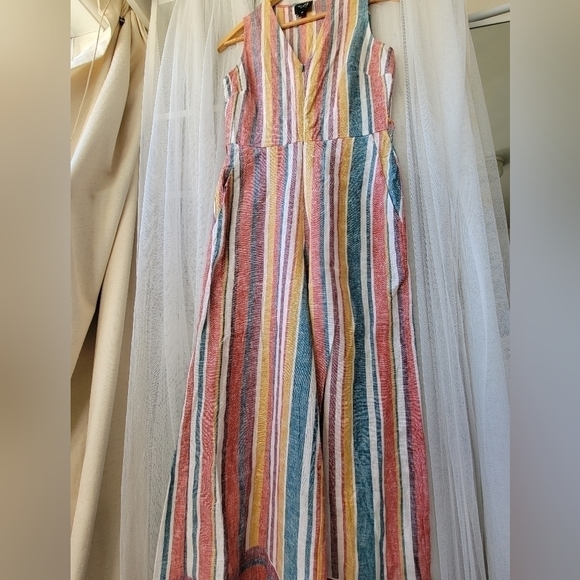 Nordstrom ECI New York Stripes Cropped Linen Jumpsuit - Picture 3 of 12